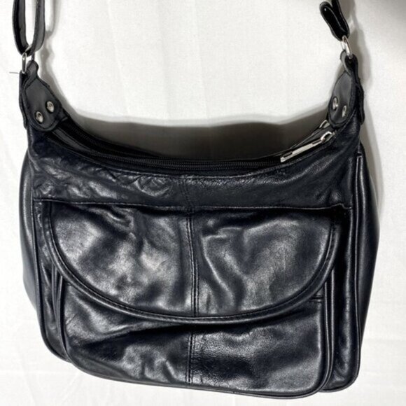 Vintage Bentley Black Leather Purse Shoulder Bag Handbag - Picture 2 of 14